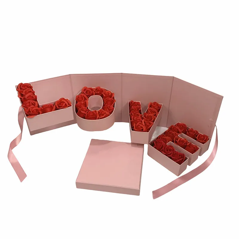 Revolving Gift Box LOVE monogram  Flower Box with Hand gift box