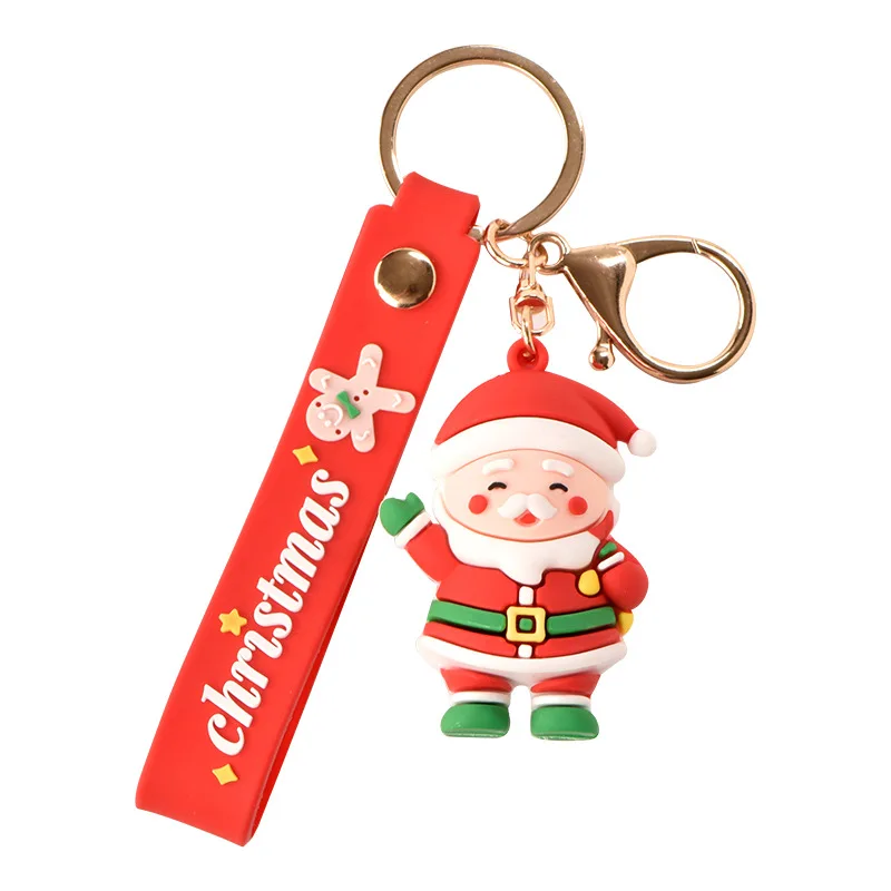 lovely Santa Claus bless father PVC rubber keychain for christmas