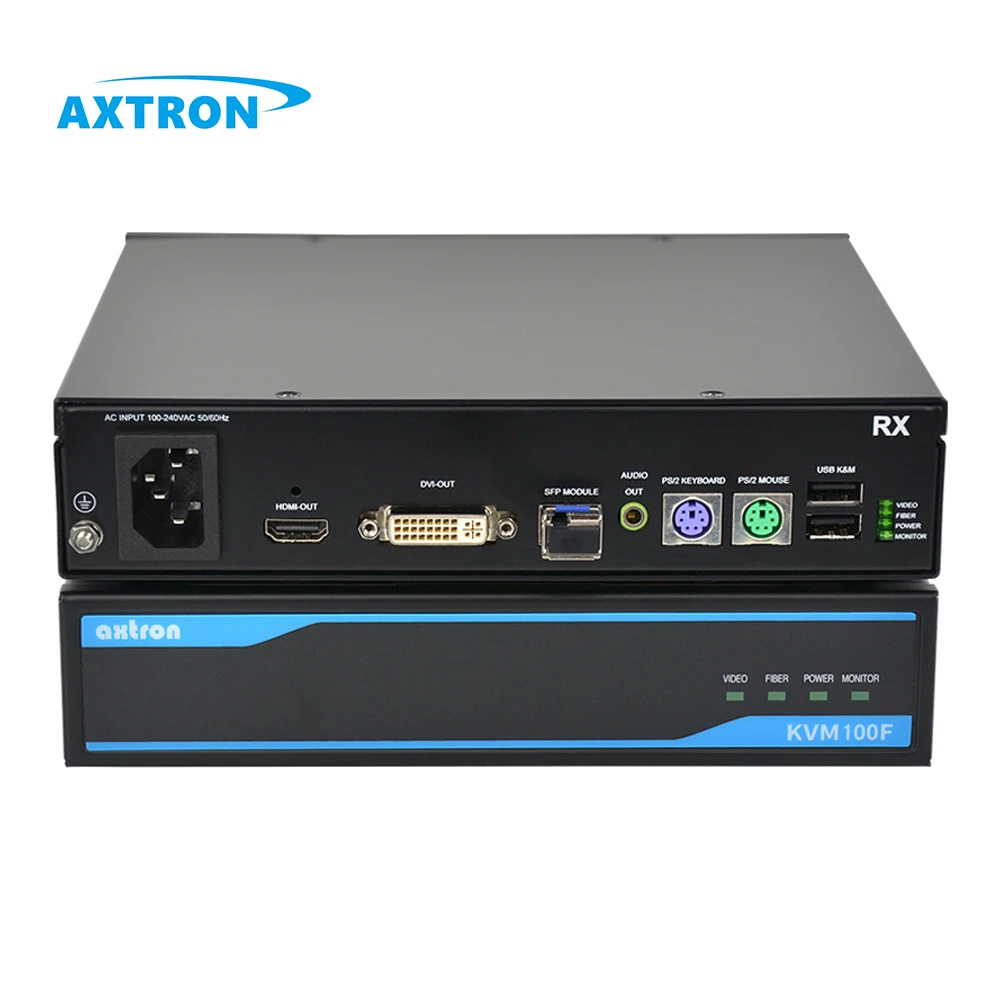 Industrial PS/2 Dual Monitor 1080P 500m 20km USB HDMI DVI Fiber-Based KVM Extender