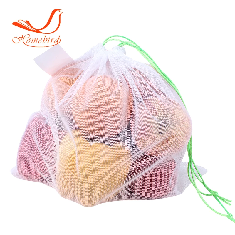 
New custom logo fruit vegetable shopping net mesh bags for packaging food storage 