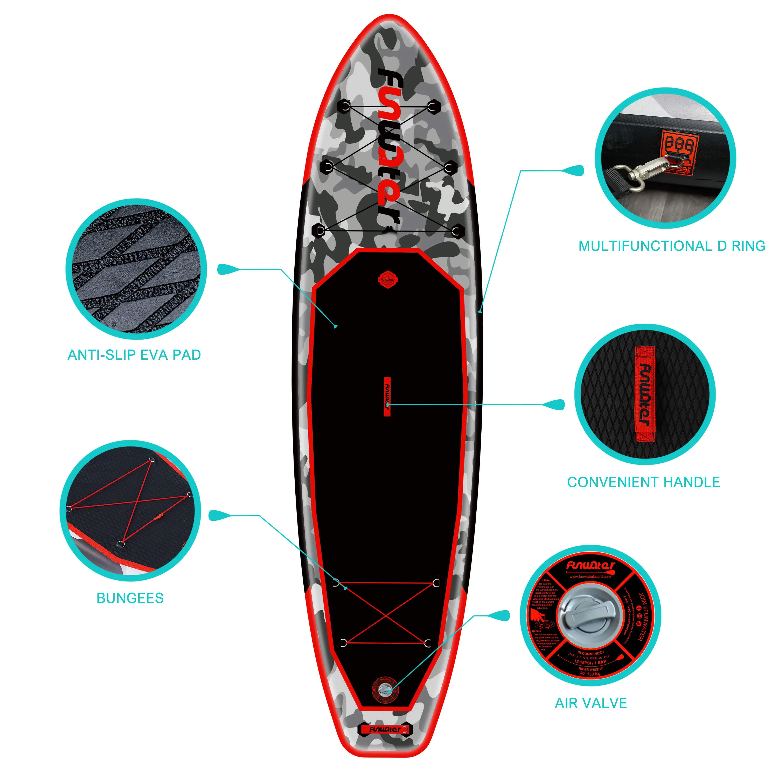FUNWATER Dropshipping OEM sup paddle board 18 feet paddle surf board inflatable stand up paddleboard sup paddle board
