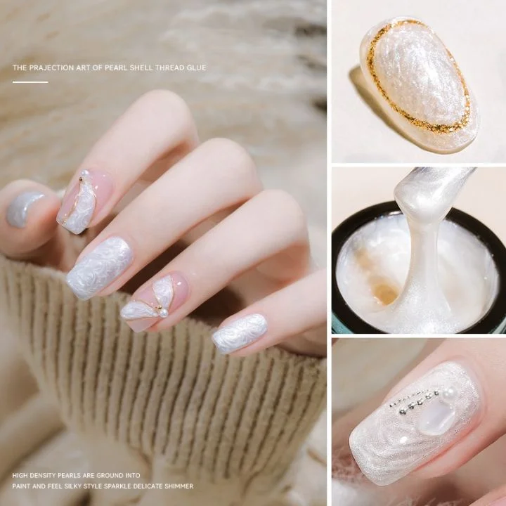 Nail Design Pigment Customized Colors Silk Like Effect Platinum Aurora Pearl Painting Gel