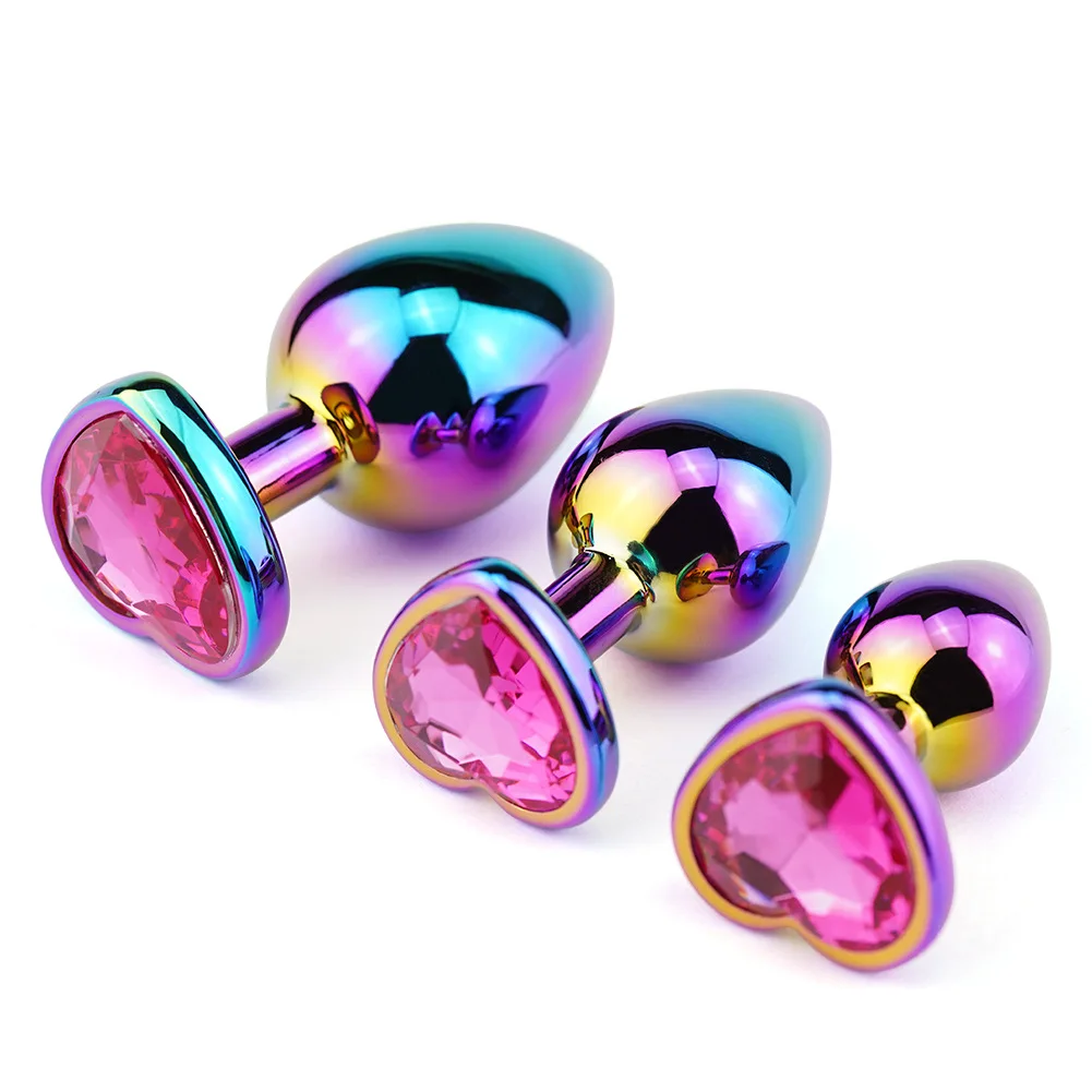 Rainbow Heart Shaped Jewelry Butt Plug Erotic Penis Insert Plugs Adult Party Sex Toys Ass Vagina Metal Anal Plug