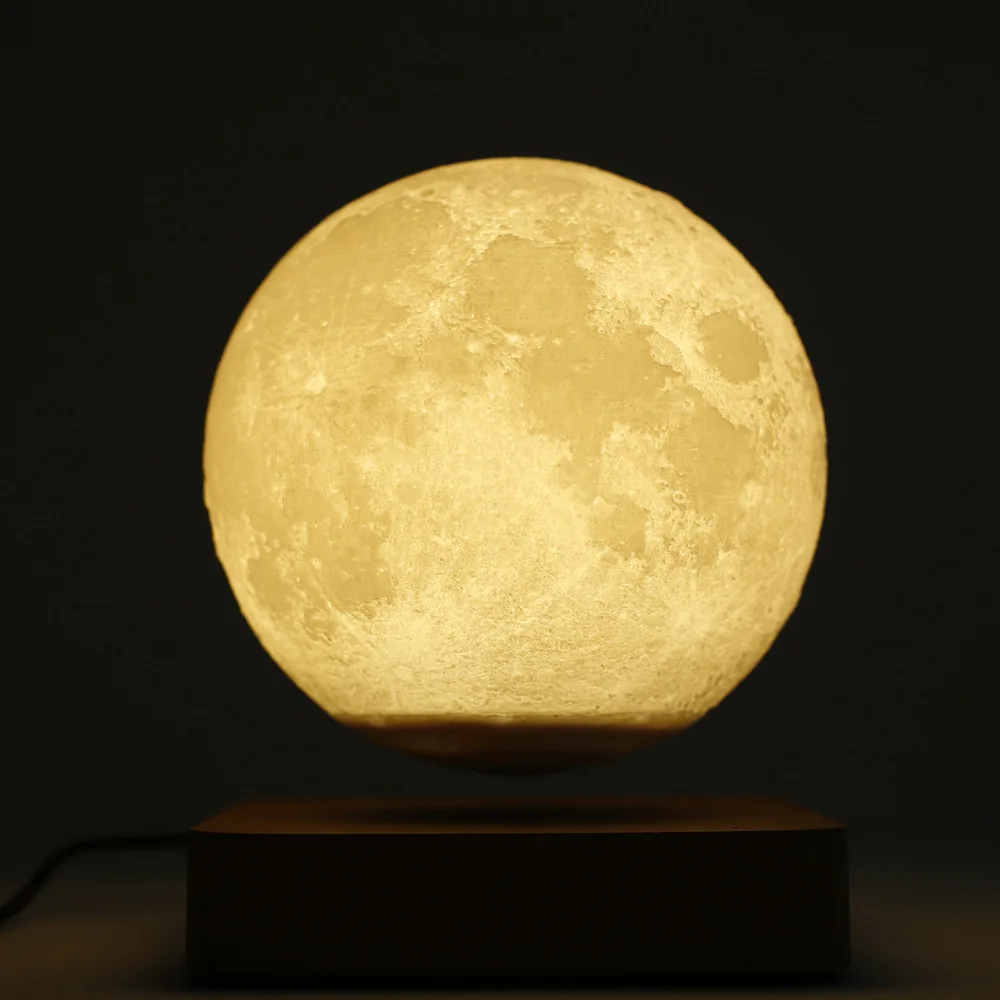 2020 Amazon Hot Fashion Printing Levitating Moon Lamp 3D Creative Magnetic New LED Night Light
