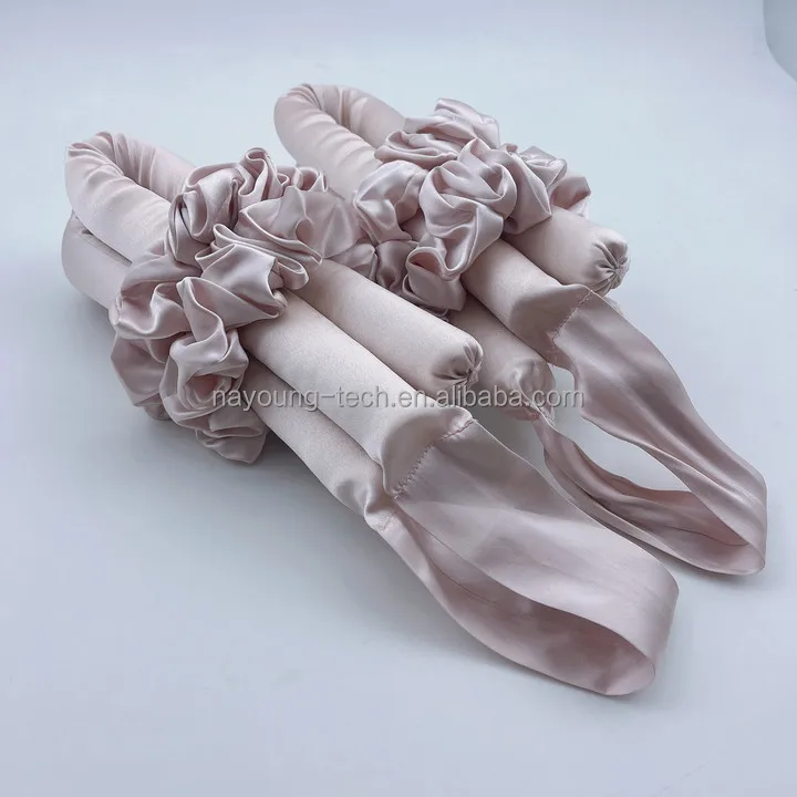 Custom logo Lazy Flexi Rods Magic Hair Curler Without Heat Soft Real Mulberry Silk Headband Curlers