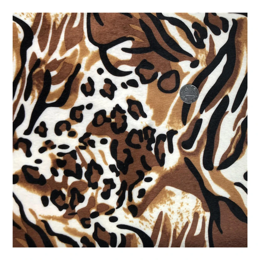 Animals Tiger Printed Design 100% Polyester Soft Short Hair Tricot Velvet Velboa Fabric