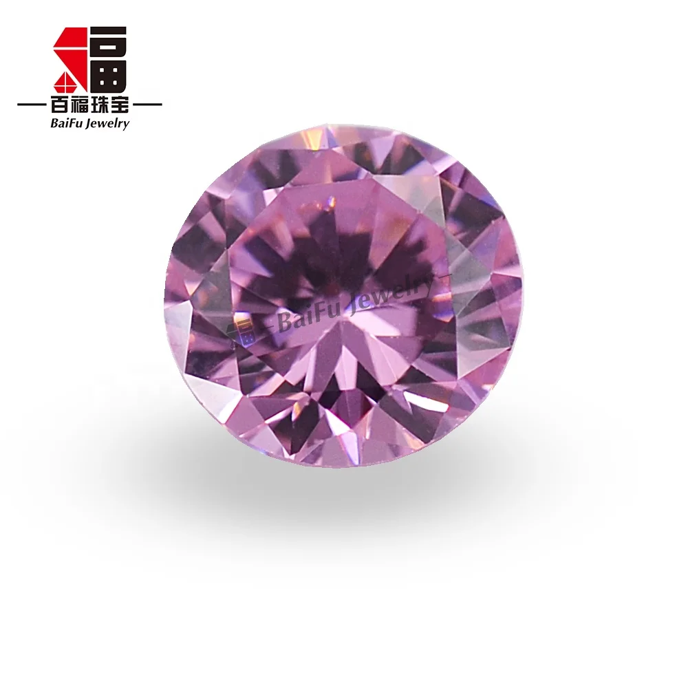 Baifu Jewelry top quality loose round dark pink CZ stones