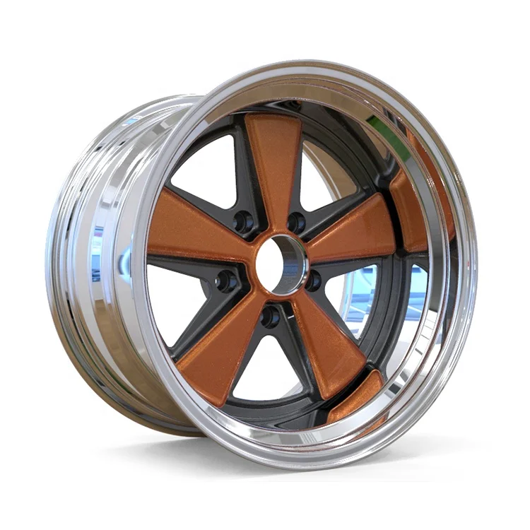 
New design high quality 17 to 26 inch customized 3 pieces forged split wheel two color painting fuchs alloy wheels for porsche 