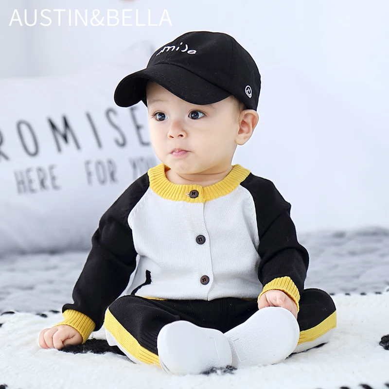 AustinBella/оптовая продажа бутик высокого качества комплекты детской одежды для мальчиков Детский кардиган 100% хлопок детский вязаный свитер