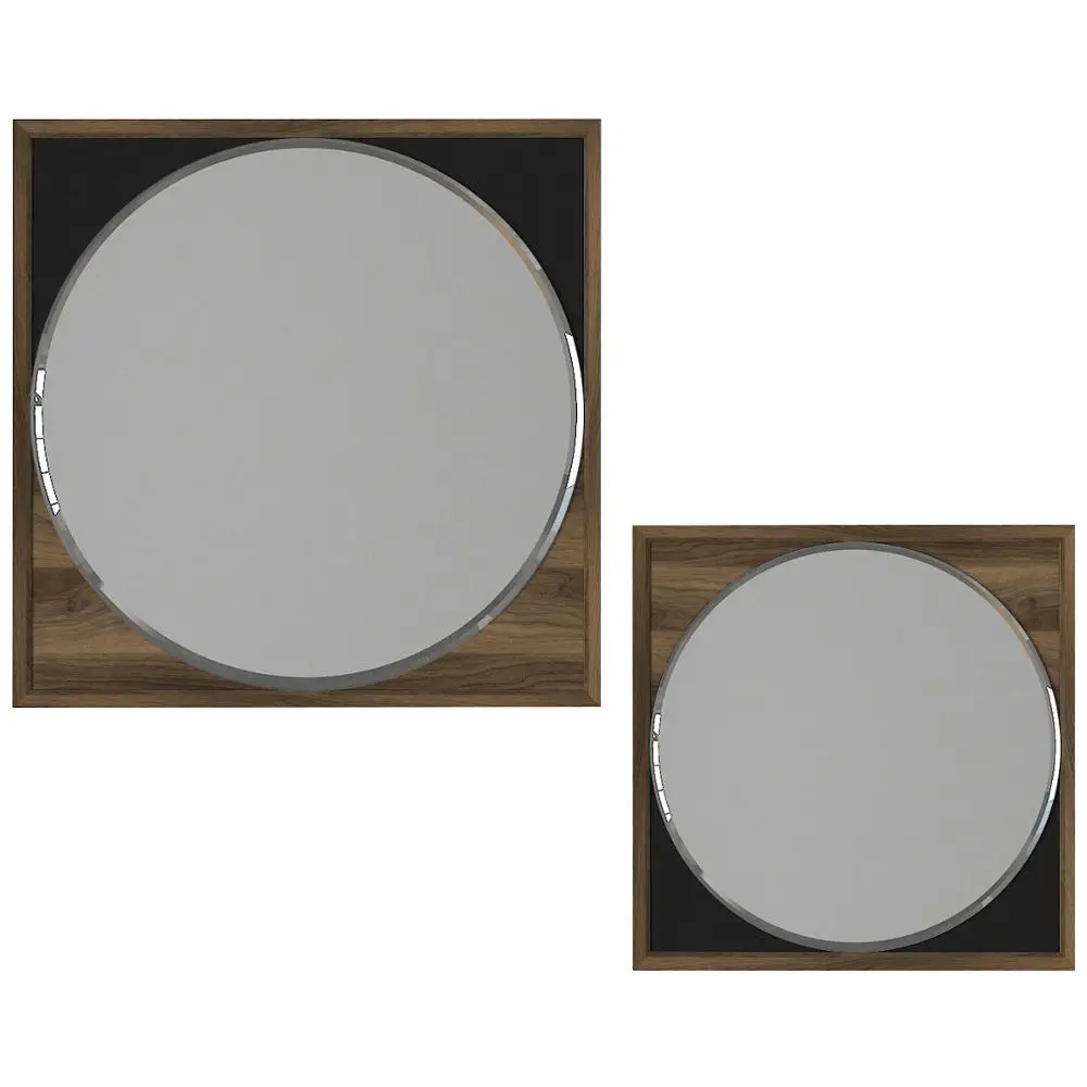 Exclusive Valdes Modern Best Price Wall Mirror Walnut Black Wooden