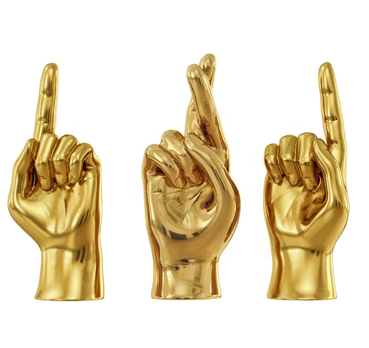 Modern Five Finger Palm Resin Sculpture Gesture 3D Figurine Hand Statue Decoration Home, Living Room, Office Decoration