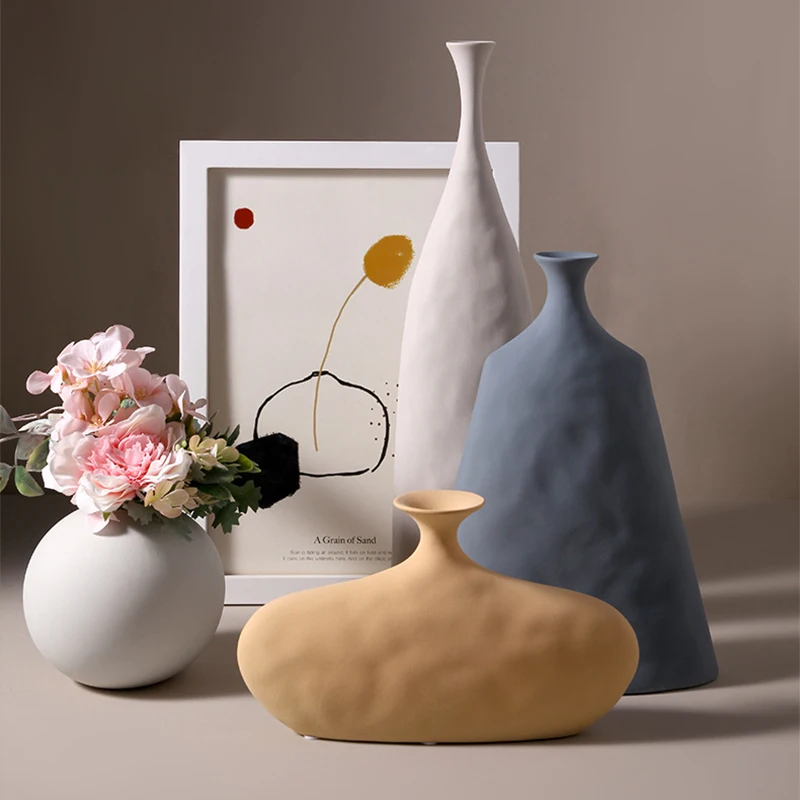 NISEVEN Factory Wholesale Nordic Style Minimalist Home Decoration Vase Morandi Colors Chinese Plain Embryo Ceramic Vase