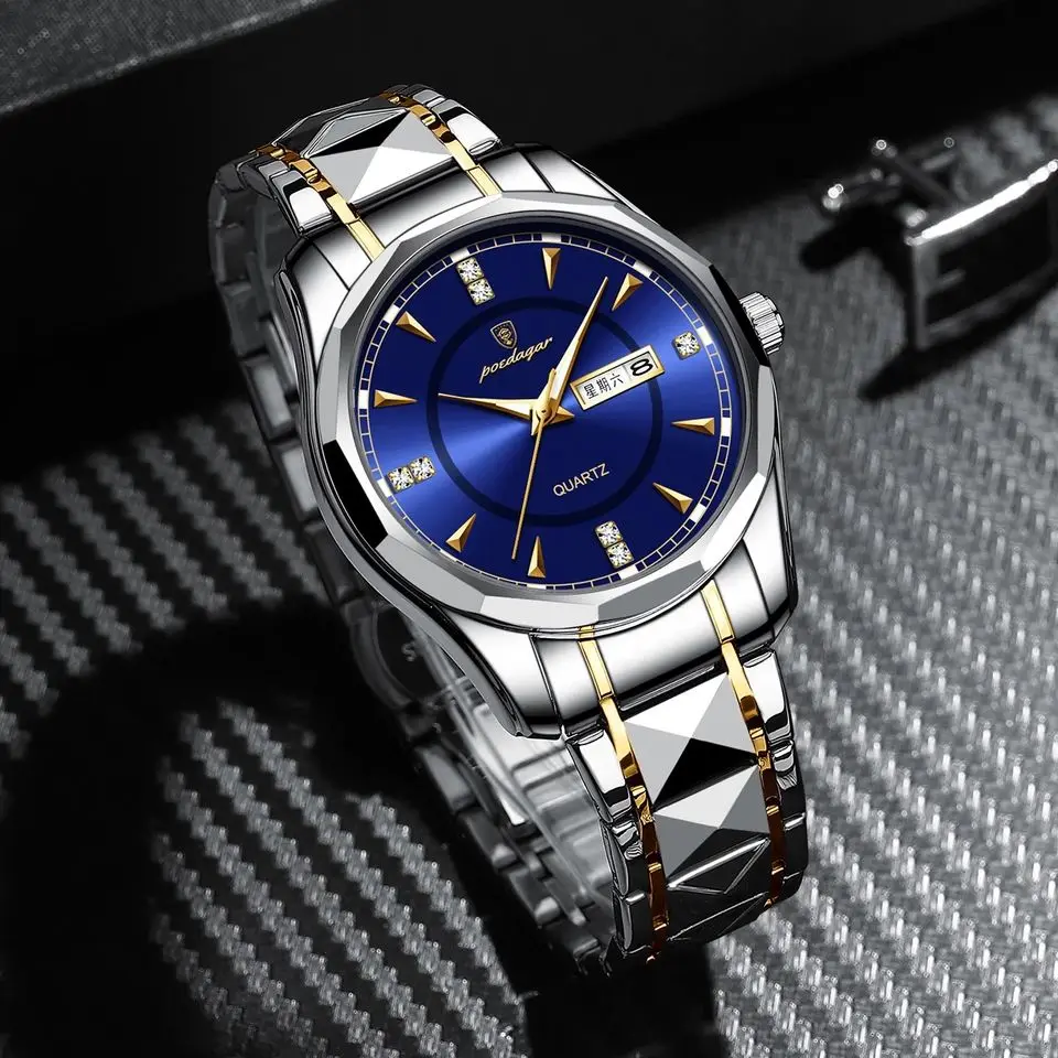 Часы наручные Relojes Мужские кварцевые модные брендовые Роскошные водонепроницаемые из нержавеющей стали