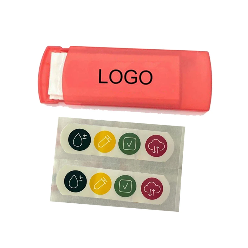 custom logo print BAND AID with dispenser for promotion, first aid plaster with plastic box