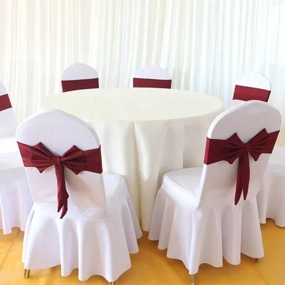 Satin Chair Covers Bows Sashes Band Wedding Bowknot Spandex Chair Sash Buckles Cover