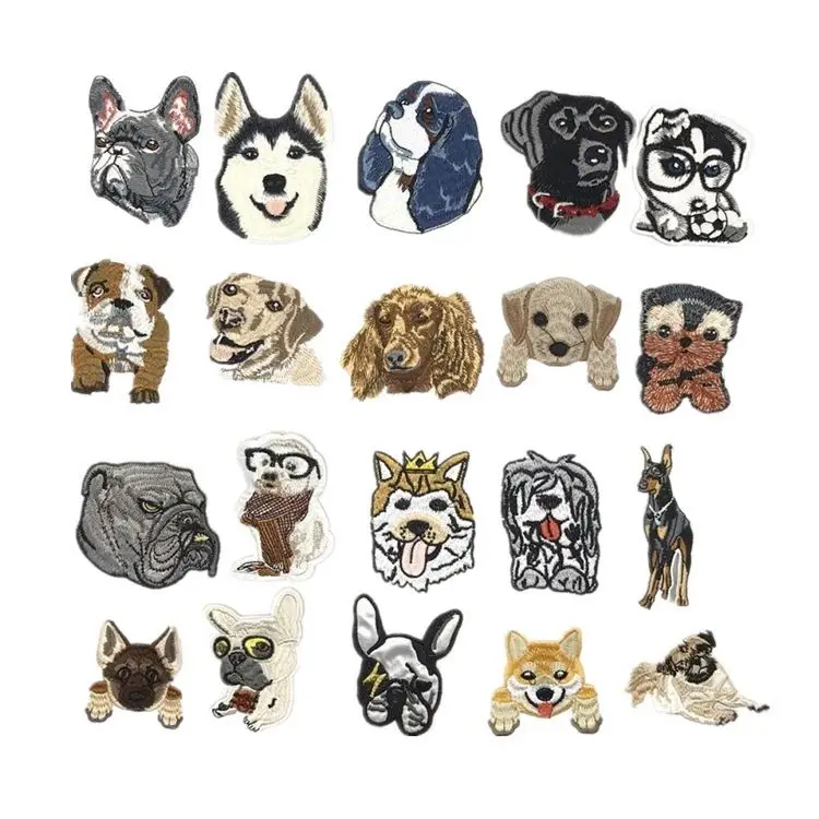 Big small Dog Haba Bull Cartoon embroidery patch clothing Accessories backing Adhesive