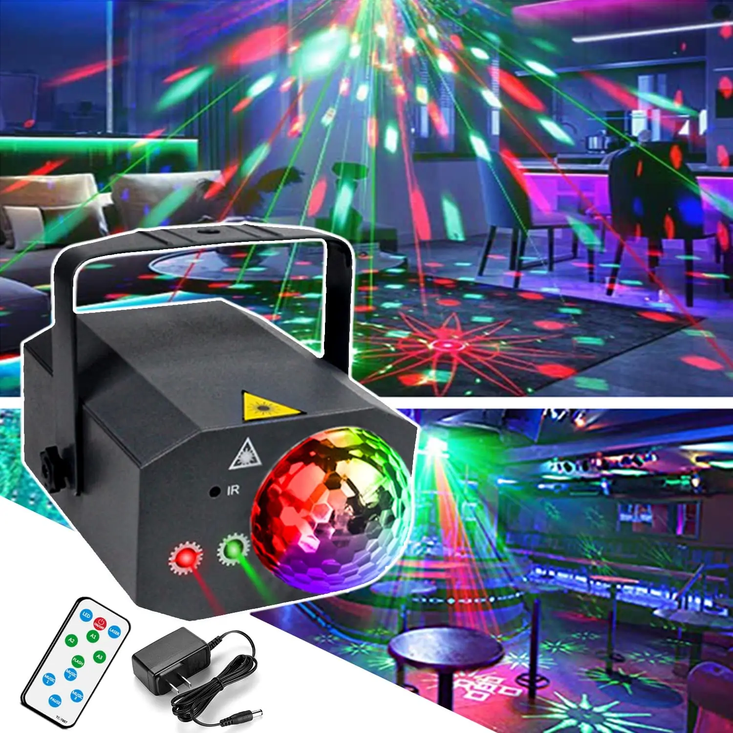 Sound Remote LED Laser Magic Ball Lights Disco Party Stage Lighting Laser Beam Light Projector