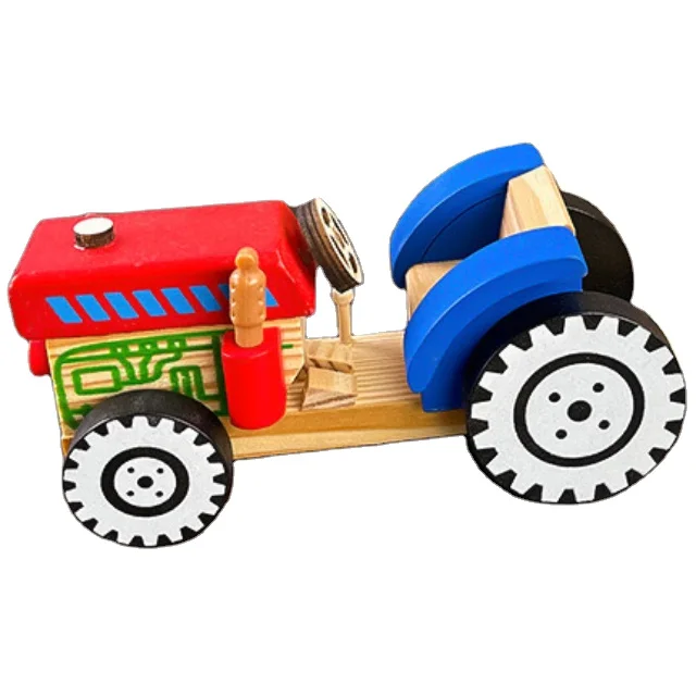 Wood Craft Kits practical ability Transport tractor toys tractor children toys Manufacturer customized wooden assembly