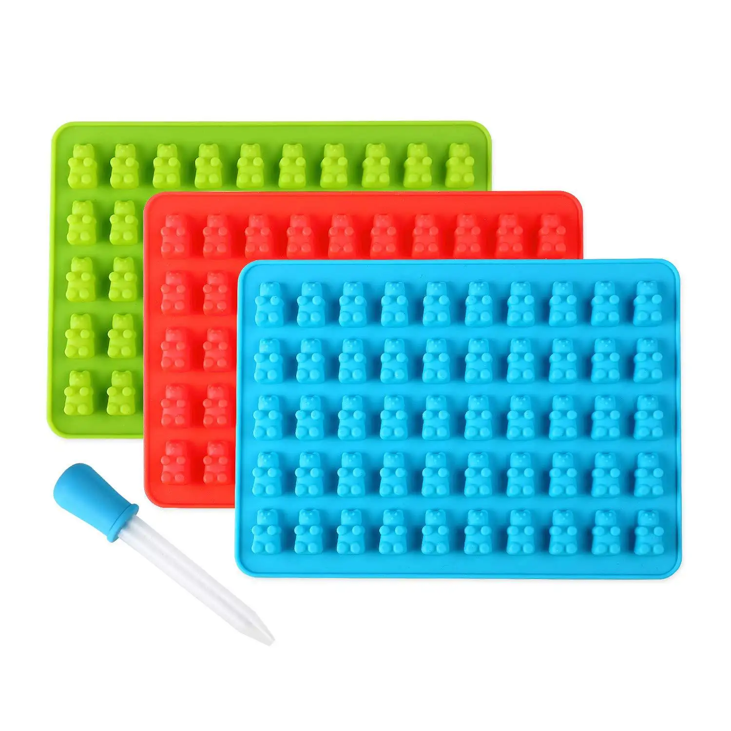 New arrival 50 grids gummy and hard candy fondant chocolates making decorating non stick silicone bear pattern mold for baking