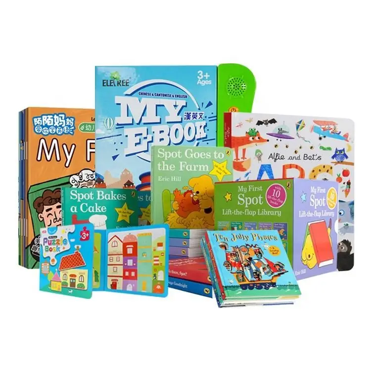 custom  cloth coloring board hardcover sound softcover decorative pop up montessori busy children book printing with box