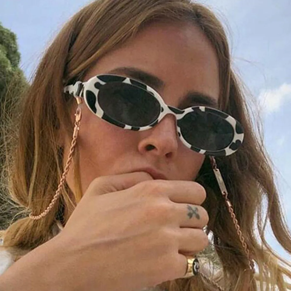 2023 new online celebrity with striped zebra oval sunglasses trend street shooting glasses