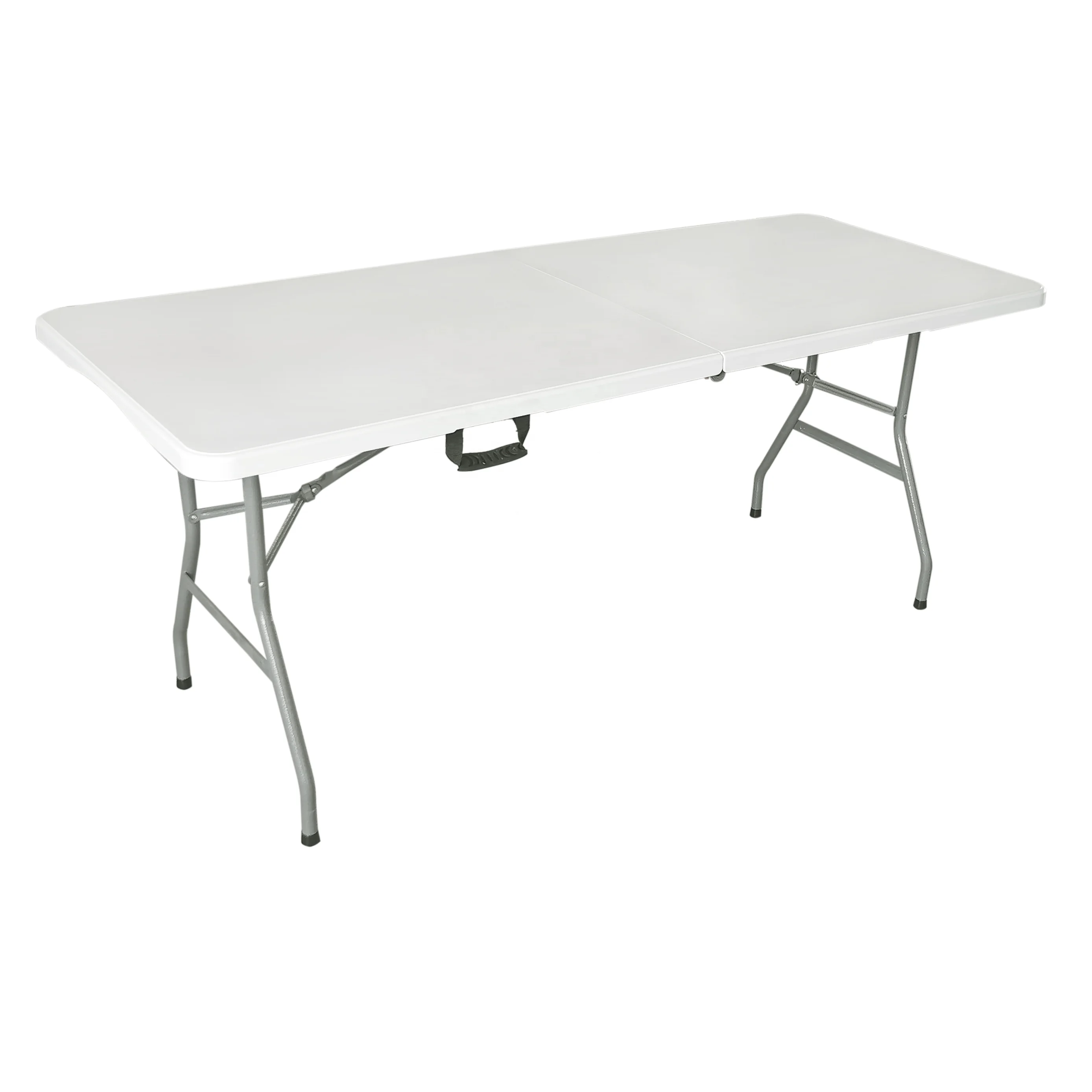 Folding Plastic Picnic 6 ft Table Camp Party Dining Tables Fold-in-Half Banquet Table with Handle