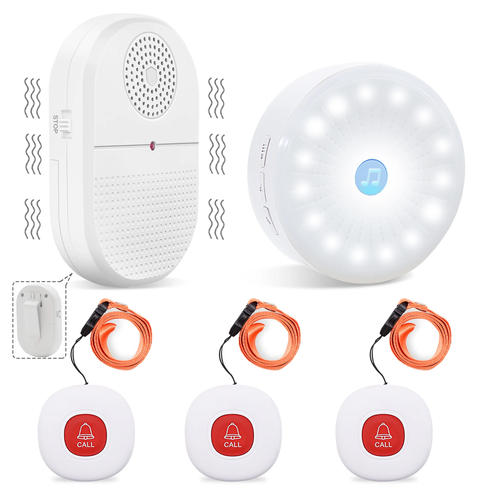 Daytech LP05 3-2 Vibration Pager Call Button Wireless Caregiver Pager for Home/Elderly/Patient Nurse Alert System