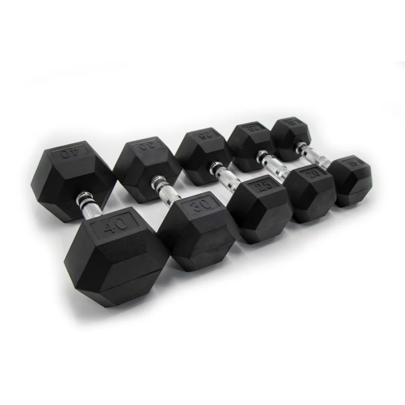 
Fixed Black Rubber Coated Hex Dumbbell 