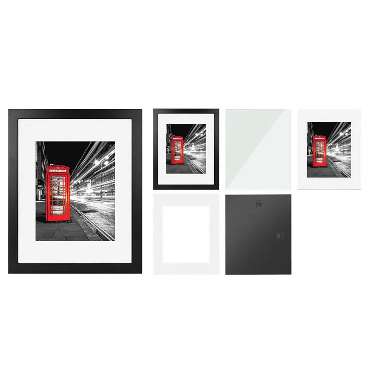 Горячая Распродажа индивидуальный логотип и размер фоторамка настенная подвесная галерея дисплей МДФ черная фоторамка