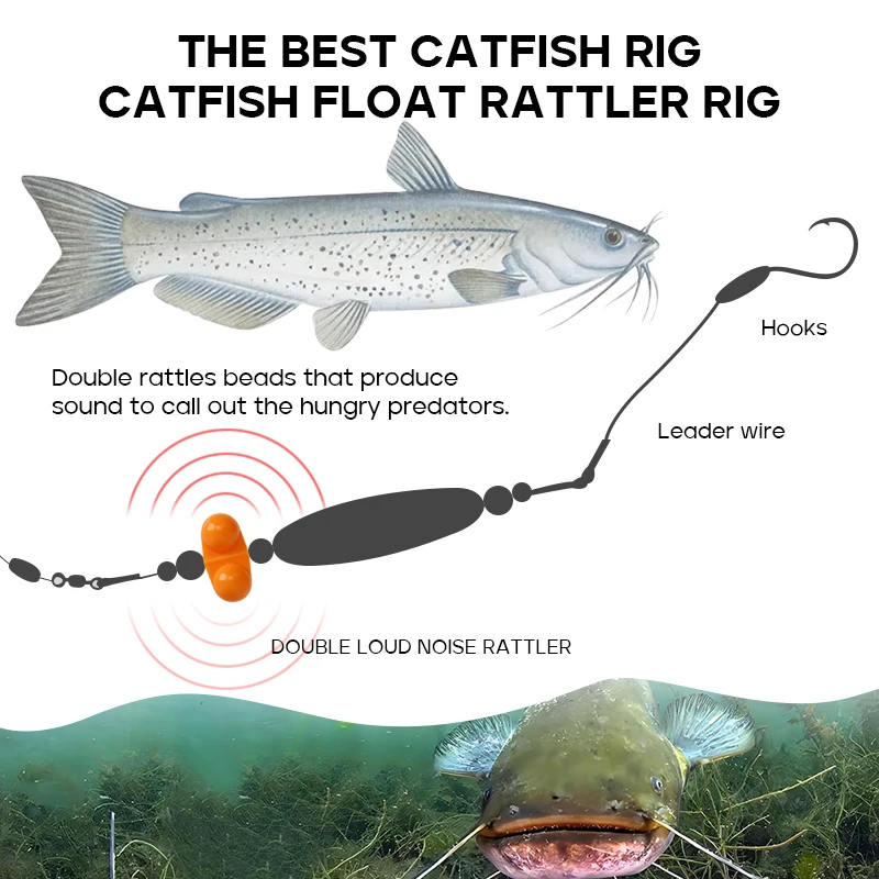 NEW Fishing Double Rattle Beads Fishing Attractor Bell Plastic Catfish Bass Rig Rattles Bells Sea Fishing Bait Alarm Loud Bells