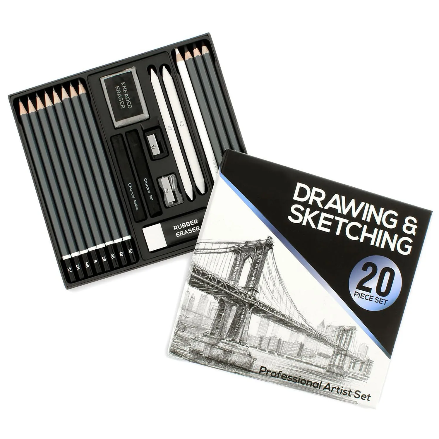 Bview Art Professional High Quality 20 Piece Artist Sketch Set for Sketching Drawing