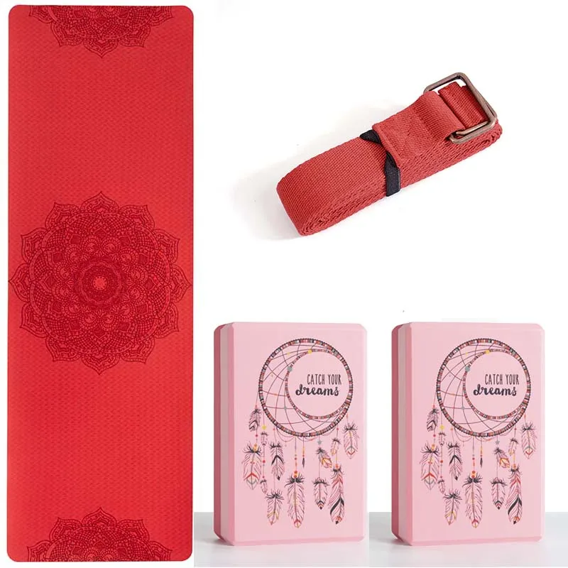 
BSCI factory premium quality custom logo yoga mat set with yoga block and yoga strap and mat sling all in a box 