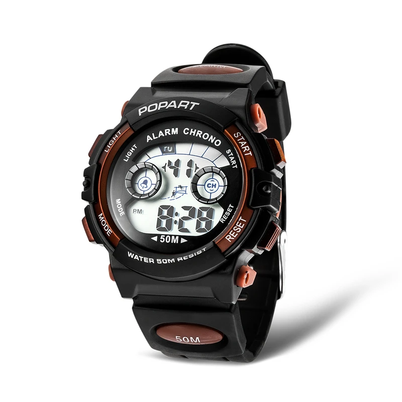 POPART Design Modern Unisex Sports Black Band Watch OEM Brand New Waterproof Digital Round quratz rejor watches