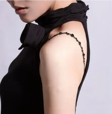 New High Quality Delicate Silver Plated Metallic Sexy Rose Rhinestone Bra Straps For Women / Lingerie Accessories