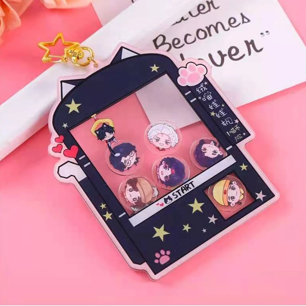 Personalized Star Shape Cute Cartoon Printed Key Chain Anime Character Acrylic Shaker Moving Keychains Charms