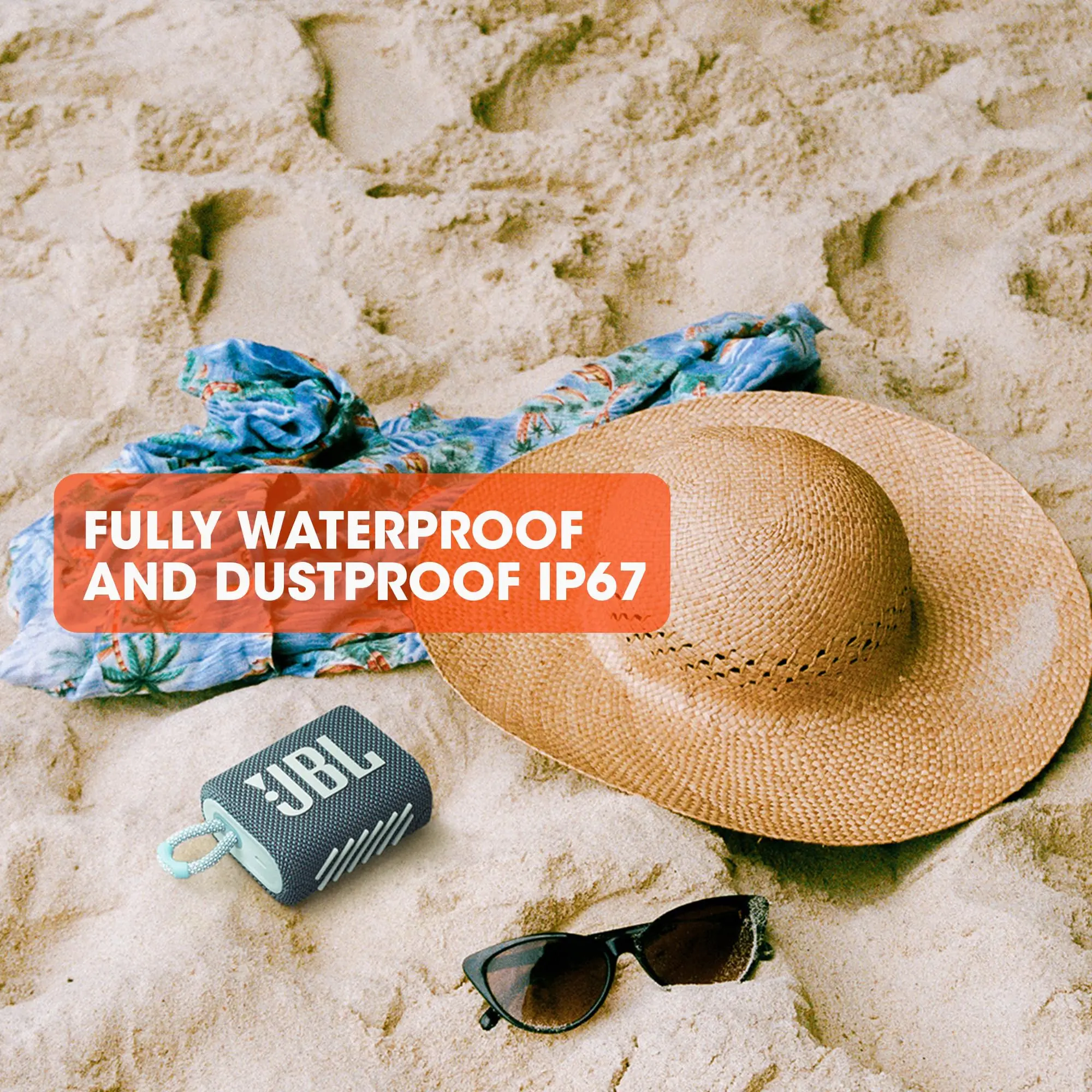 Go 3 - Ultra-Portable Waterproof and Dustproof Bluetooth Speaker Pro Sound with Punchy bass Made in Part with Recycled Materials