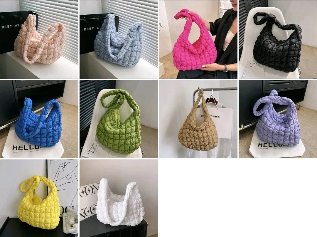 Nylon Quilted Padded Puffer Bag Lightweight Padding Fanny Pack Large Capacity Crossbody Chest Bag