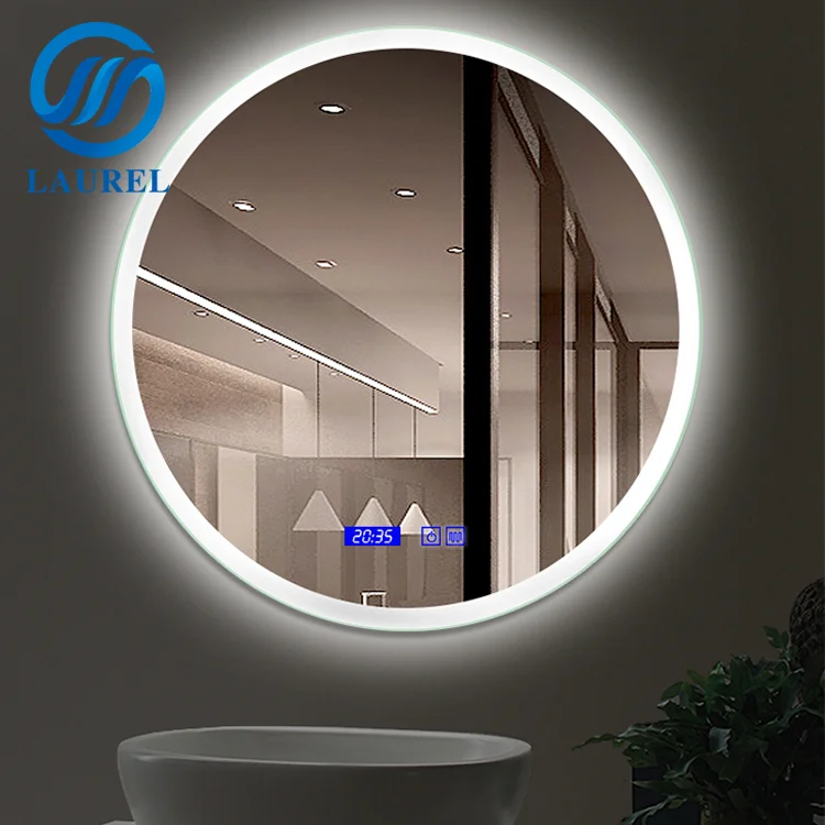 Decor bathroom wall mounted circle led backlit mirror for hotel
