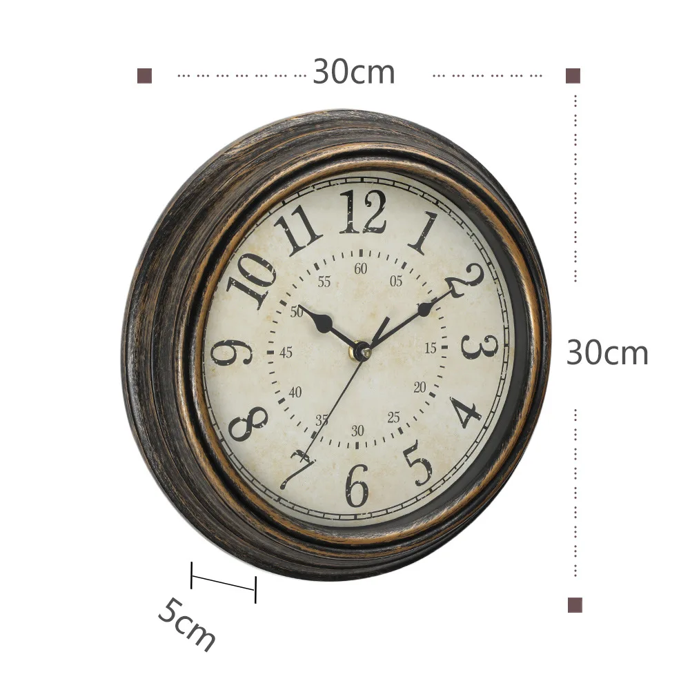1pc wall clock 12 inch silent living room creative American retro quartz clock Nordic plastic clock Amazon
