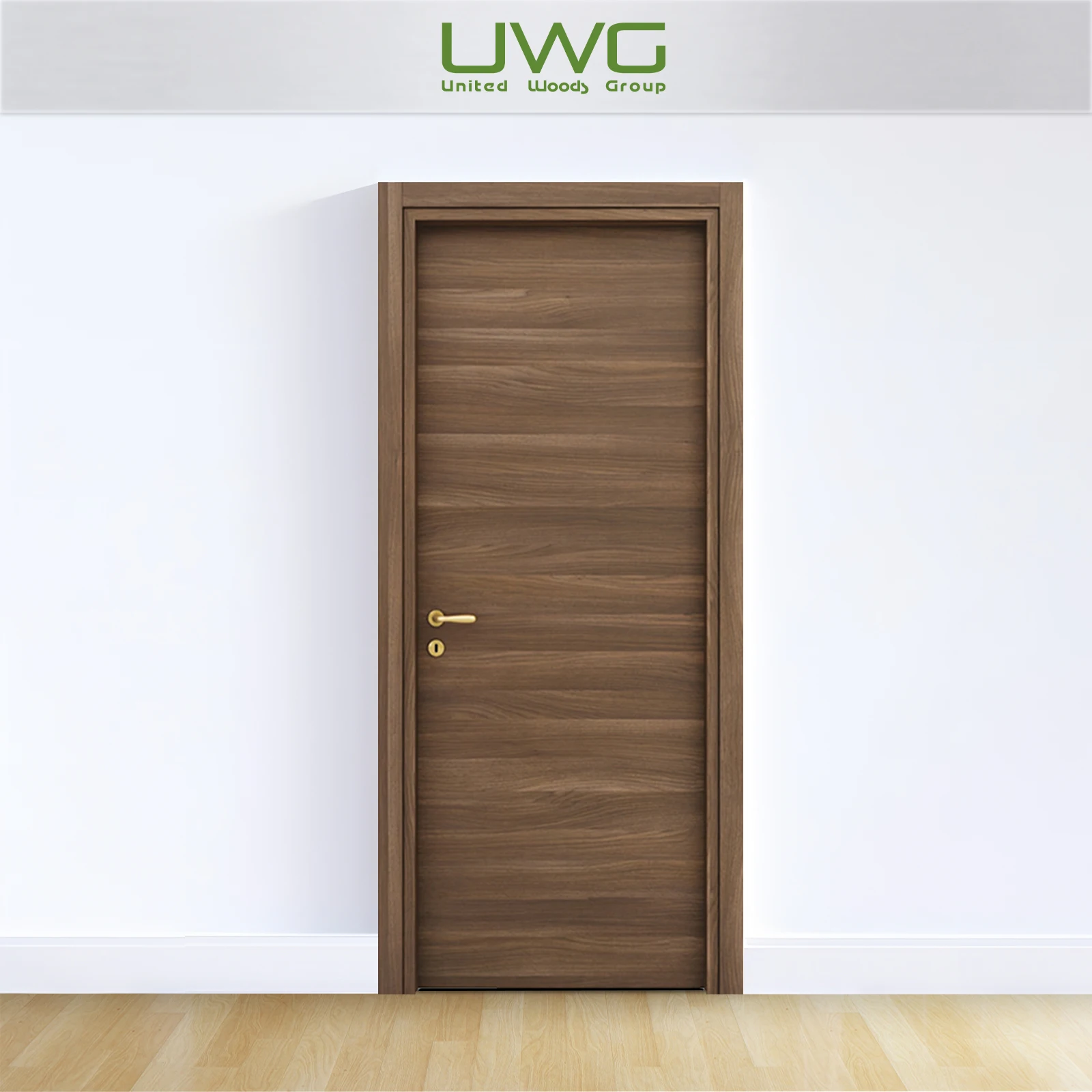 Natural Wood Waterproof PVC Door Interior Veneer bathroom Door Modern Wooden Door for House
