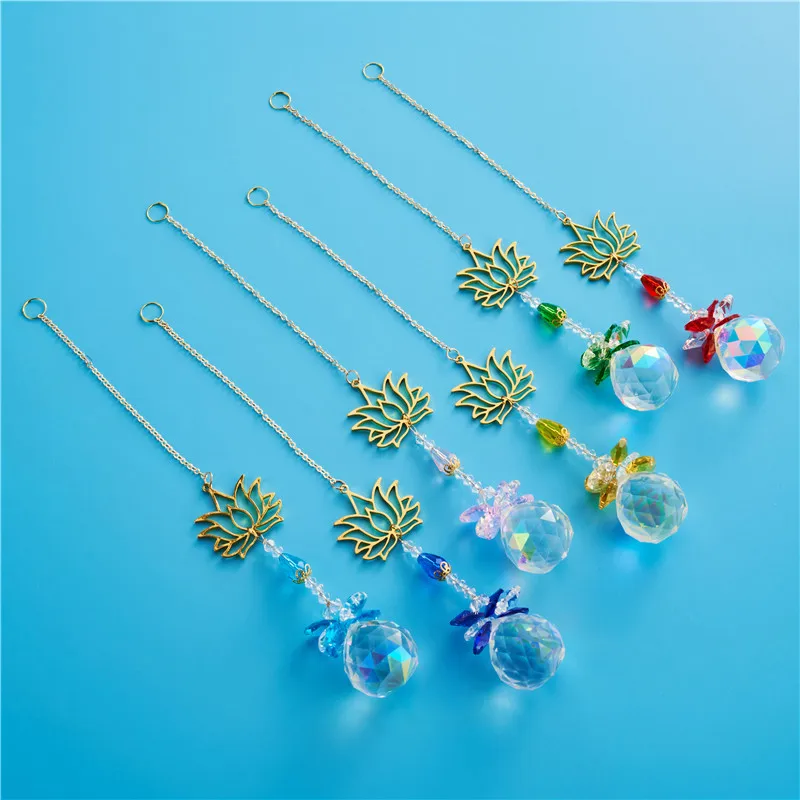 2023 Fashion Exquisite Lotus Crystal Pendant K9 Crystal Sun Catcher Pendant Lighting Room Decoration GJ-A5