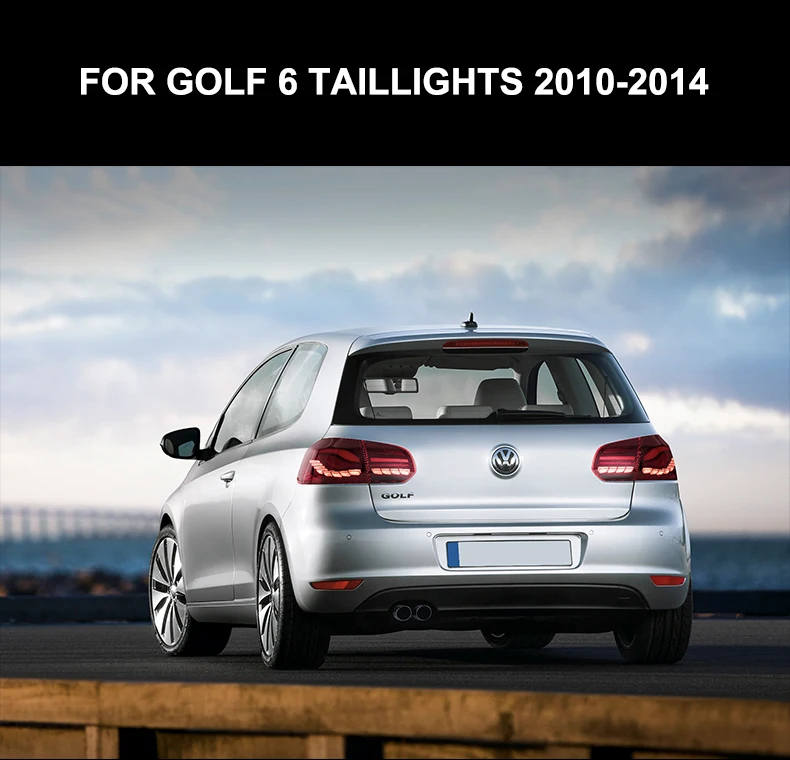VLAND Factory Wholesales Tail Light 2010 2011 2012 2013 2014 For Volkswagen VW Golf MK6 6 Led Car Lamp Accessories Sequential