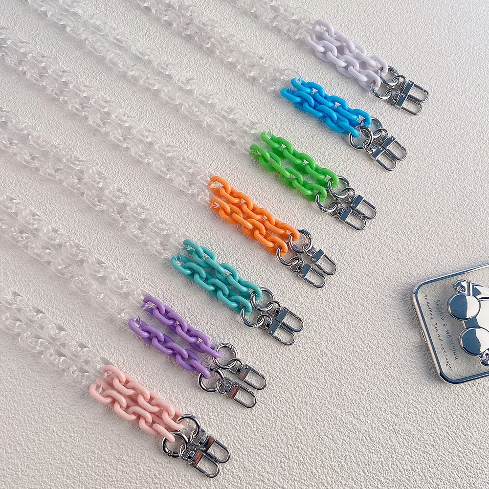Color Cross Body Chain Necklace For Phone Case Decoration Long Hanging Chain For Phone Acrylic Chain For Phone Cases