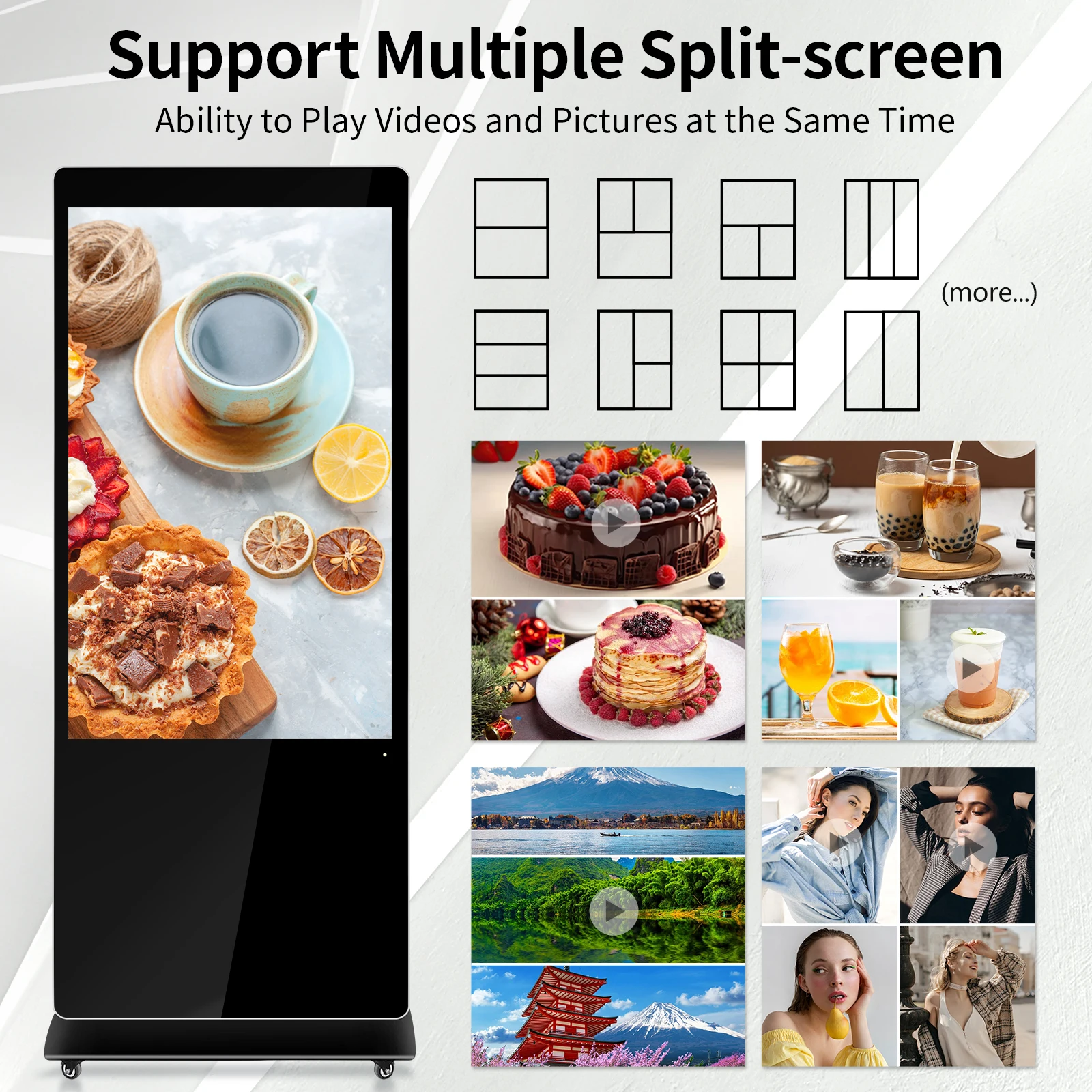 Dynamic 32 43 55 65 Inch Indoor Digital Signage 2K LCD Totem Touch Screen Robust Design for Public Spaces and Retail