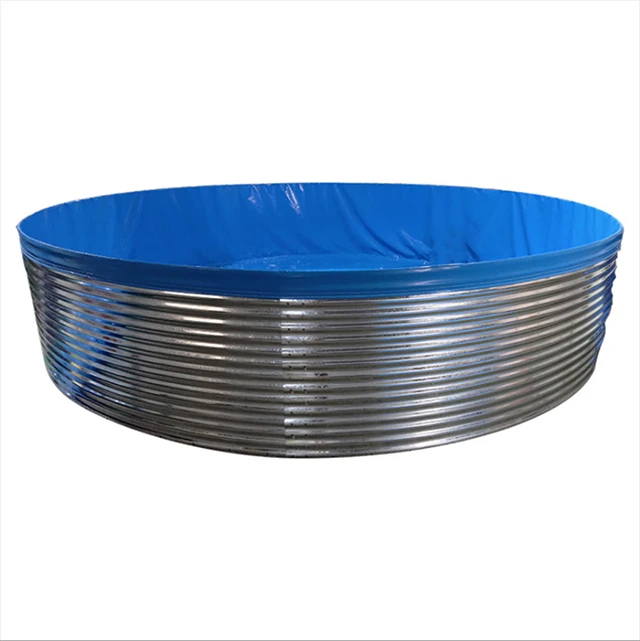 Fish Farming System round Water Holding Tank 100 300 500 1000m3 Corrugated Galvanized Steel Various Sizes Containers