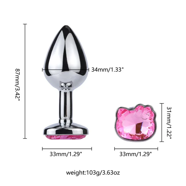 Adult Product Jewelry Stainless Steel Heart Diamond Vagina Metal Sex Toys Anal Butt Plug For Women Men Couple