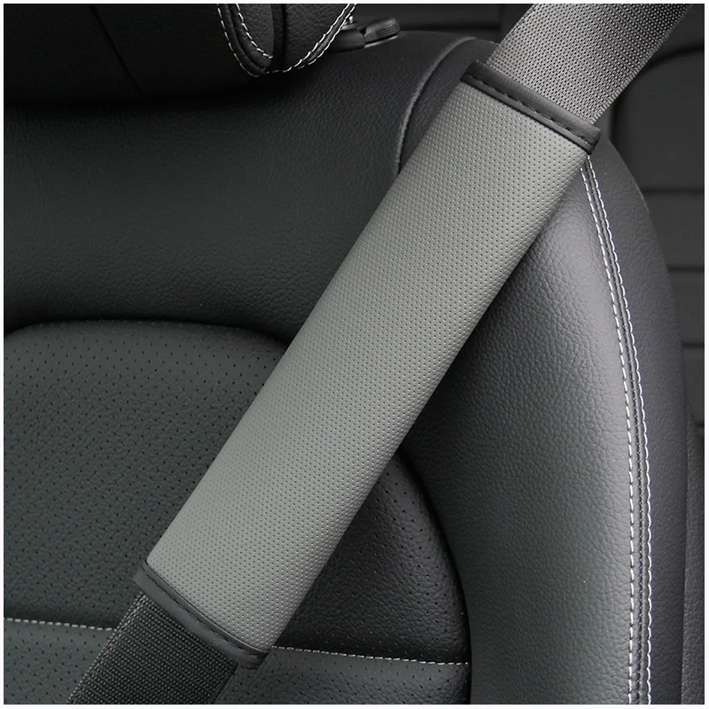 Car Seat Belt Cover PU Leather Safety Mat Breathable Shoulder Protection Padding Pad Auto Interior Universal Accessories 1Pcs