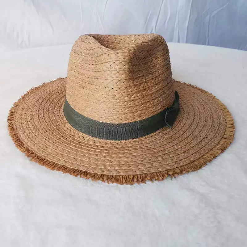 custom wholesale fashion custom men unisex sunhat   unisex  cool cowboy outdoor straw hat manufacture