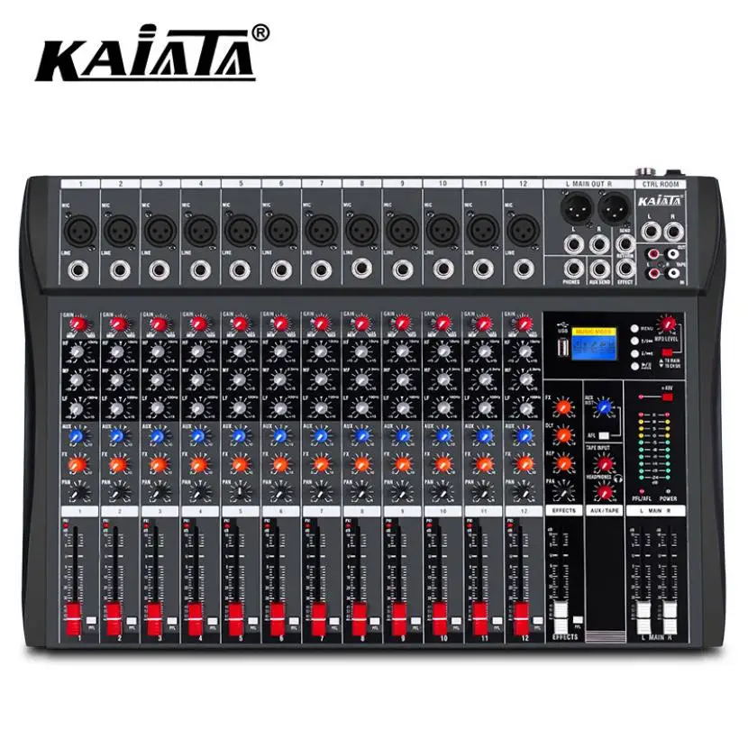 KAIKA CT12-5  Professional Audio DJ system 12-channel console Mixer MP3 audio mixer with screen film