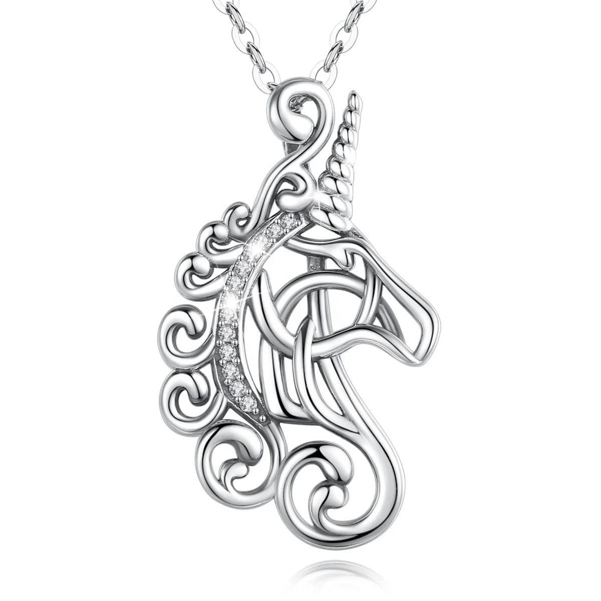 merryshine 925 sterling silver jewelry Horseshoe women unicorn horse shoe pendant necklace